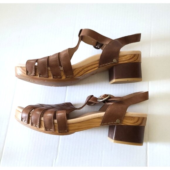 Dansko Mara Leather Open Toe T-Strap Clog Sandals Size EU 41 US 10 Brown NWOB - Picture 7 of 10